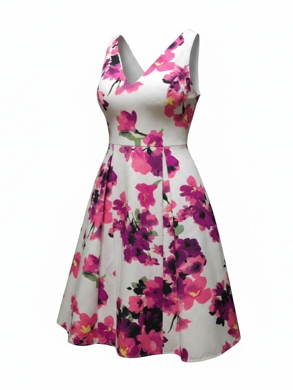 Adrianna Papell Watercolor Floral Cotton Fit Flare Dress Size 12